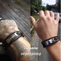 ราคา กำไลข้อมือ หนังแท้ Hiphop สลักชื่อ (3101850980)