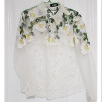 ราคา เสื้อเชิ้ต ซีทรู ผ้าแก้ว ลายดอกไม้ เสื้อมือสอง สภาพดี (2863795287)