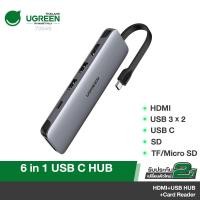 ราคา UGREEN รุ่น 70649 USB C HUB 6 in 1 ThunderBolt 3 HDMI 4K, Card Reader SD/TF, USB 3.0 Hub 2 Port, USB C 100W PD Charge (26507466285)