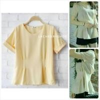 ราคา เสื้อแฟชั่น ผ้าฮานาโกะ จีบเอว ทรงสวย พับแขนเก๋ๆ (1073620381)