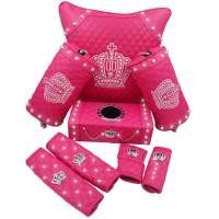 ราคา VIP HISO-CARชุดแต่งภายในรอบคันVIPชุดมงกุฏ (สีชมพู) (435940918)