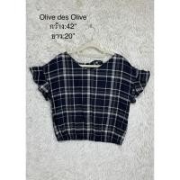 ราคา olive des olive เสื้อมือสองผ้าฝ้ายลายสก๊อตสภาพสวยมาก (42928508138)