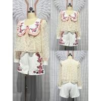 ราคา (s) ชุดเซตกางเกงขาสั้น เสื้อแขนยาว+กางเกงขาสั้น งานปัก น่ารักมากๆ งานป้าย chalita (28254639777)