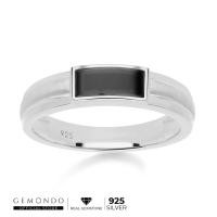 ราคา Gemondo แหวนเงินแท้ 925 ประดับนิลดำ ทรงสี่เหลี่ยมผืนผ้า ทรงปลอกมีดพ่นทรายขอบเงา (23349372154)