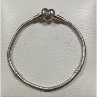 ราคา USE LIKE NEW Pandora Moments Heart Clasp Snake Chain Size 19 ของแท้100% (9466849466)