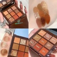 ราคา อายแชโดว์ พาเลทตา eyeshadow palette DIKALU Mousse Velvet Eyeshadow Palette ราคาถูก Pearlescent Earth Color Nine Color Eyeshadow Gold Foil Chocolate (53110430871)