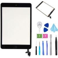 ราคา ชุดซ่อมDigitizerสีดําสําหรับiPad mini 1&2 A1432 A1489 Touch Screen Digitizerเปลี่ยนด้วยชิปIC + ปุ่มบ้าน + เครื่องมือ (42630222546)
