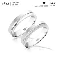 ราคา Merii แหวนคู่รักเงินแท้ชุบโรเดียม ประดับ Pavé CZ ดีไซน์พ่นทราย สไตล์ Couple Rings (40463192614)