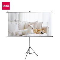 ราคา Deli จอโปรเจคเตอร์ หน้าจอโปรเจคเตอร์ HD แบบพกพา 60/72/ 84/100 นิ้ว พร้อมขาตั้ง Projector Screen (41112818644)