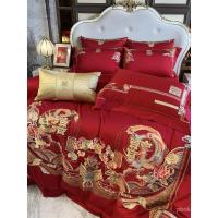 ราคา High-End Jacquard ผ้าฝ้าย Forty- ชิ้นชุด Happy Bed 100s Full-Character Big Red Tribute ซาตินอุตสาหกรรมหนักมังกร Phoenix เย็บปักถักร้อยงานแต่งงานสไตล์จีน M (51209848935)