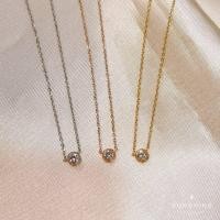 ราคา ✨ สร้อยคอสแตนเลส จี้เพชรเม็ดเดี่ยว สไตล์มินิมอล ✨ (49757781745)