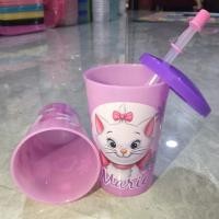 ราคา แก้วน้ำ กระบอกน้ำ ลายแมวมาลี มีฝาปิด มีหลอดดูด ลายการ์ตูน แมวมาลี สีม่วง สีชมพู สวย น่ารักๆ พกพาสะดวก (5319703433)