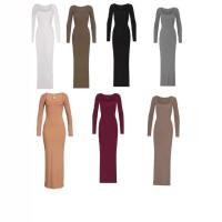 ราคา Skims Purely desirable sexy slim-fit bodycon black square-neck long-sleeve dress for women (47058275977)