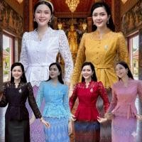 ราคา เสื้อลูกไม้สวยๆ แต่งโบว์มีระบายล่าง งานอัดผ้ากาวเรียบร้อย ใส่ได้ทุกโอกาสค่ะ (27451592944)
