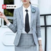ราคา สูทผู้หญิง เสื้อสูทลายสก็อต สีเทา สีดำ สีม่วง สีน้ำตาล สีเขียว (5879854628)