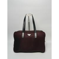 ราคา กระเป๋าสะพาย Prada nylon boston bag สี dark brown มือสองของแท้ (56804746677)