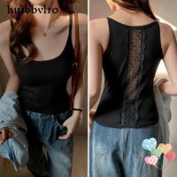 ราคา เสื้อ Tank Top ผ้าฝ้ายกลับ_patchwork_lace สไตล์Slim_fit แฟชั่นคอกลม Croptop (58059596600)