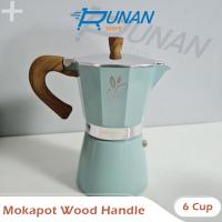ราคา Mokapot 6 Cup Blue Moka Wooden Pot 300ml Mokapot Italy เครื่องชงกาแฟเอสเปรสโซ (40505780942)
