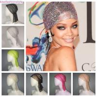 ราคา Kissfashionstyle ผ้าโพกหัว Rhinestone, ผ้าโพกหัวคริสตัล Aurora Borealis ยางรัดผม, อินเทรนด์ Vintage Luxury Sparkling Fishnet Headscarf (28914097734)