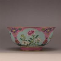 ราคา Daqing Qianlong Year-Made Boutique Pastel Four Seasons ดอกไม้ชามสูงโบราณ Porcelain โบราณของสะสม Study ตกแต่ง 5.10v (55810199526)