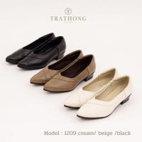 ราคา TRATHONG (ตราทอง) รุ่น 1209 รองเท้าคัชชูผู้หญิง ปลายแหลม หนังแท้นิ่มสบาย ส้นสูง 1 นิ้ว (9131551580)
