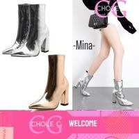 ราคา Chole G: Mina Silver/Black Widow Boots Size 36-44 รองเท้าบูทส้นสูงสีเงินเงา ดำเงา(SH0031) (18496308988)