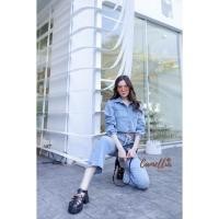 ราคา CAMELLIABOUTIQUE : CM110 ชุดSet เสื้อเชิ๊ตผ้ายีนแขนยาวปลายแขนจั๊ม กระดุมหน้า มาพร้อมกางเกงยีนเอวเชือกผูกปรับระดับได้ (18160071815)