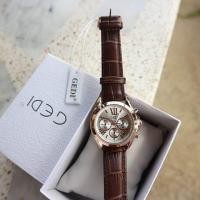 ราคา GEDI Watch หน้าปัดสไตล์ MK สุดฮิต สายหนังสีน้ำตาล-สินค้าของแท้ พร้อมกล่องแบรนด์ กันน้ำได้ (1271966619)