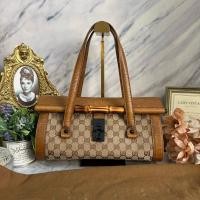 ราคา Gucci bamboo bullet brown leather shoulder bag มือสองของแท้ (24369550203)