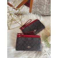 ราคา ⭐️ทักแชทก่อนสั่งซื้อ⭐️ กระเป๋าคล้องมือ Coach Double Zip Wallet In Signature Canvas 2 zip size L (C5576) (12899769123)