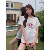 ราคา [Geming] เสื้อยืดพิมพ์ลายแว่นตาแบบเกาหลีสำหรับผู้หญิงฤดูร้อน 2025 แขนสั้นใหม่ N045C (41010425311)
