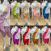 ราคา ชุดไทยผู้ใหญ่ เด็กโตใส่ได้ เสื้อลูกไม้แม่พลอย มีแบบแขนสั้น และแขนยาว โจงกระเบนสำเร็จ pp (40424535787)