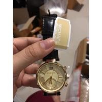 ราคา Michael kors นาฬิกาสายหนังดำ ปัดทอง (2470475368)