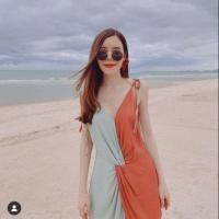 ราคา เดรสทูโทน สายผูกไหล่ งานสลับสีช่วงเอวไขว้ ด้านหน้าแวก รุ่นนี้ใส่เที่ยวทะเลสวยๆได้เลยนะค้า (2859116549)