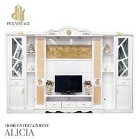 ราคา ALICIA HOME ENTERTAINMENT : ตู้โฮมเธียร์เตอร์วางทีวี+ตู้โชว์ สไตล์วินเทจ สีขาว รุ่น อาลิเซีย (19551318866)