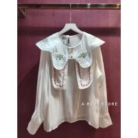 ราคา เสื้อคอปกแขนยาวปักดอกสีขาว (16799539343)