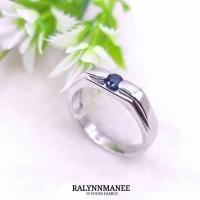 ราคา A6438 แหวนชายพลอยไพลินเผาเก่าแท้ ( Natural Blue Sapphire ) ตัวเรือนเงินแท้925 ชุบทองคำขาว ไซส์66 แก้ไซส์ฟรี (18078184232)