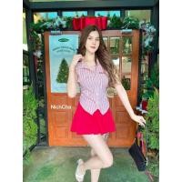 ราคา #Nicha Set เสื้อถักหลังงานปักอก+กระโปรงมีซับกางเกง (22662696405)