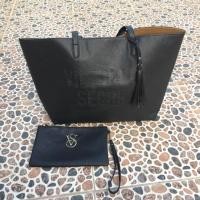 ราคา Victoria secret Bag โบนัสกระเป๋าสตางค์กระเป๋า tote Bag กระเป๋าสะพายสีดํา (10828449374)