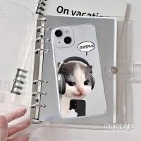 ราคา ibumpers เคสไอโฟน เกาหลีแมวสวมใส่หูฟังรูปแบบ Karina เคสโทรศัพท์สําหรับ Iphone 11 12 13 14 15 16 Pro Max IP 7 8 Plus Iphon X XS XR Xs Max TPU นุ่มกันกระแทกปกหลัง (40415010485)