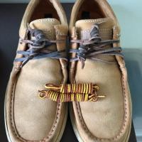 ราคา ขาย รองเท้า Timberland สี น้ำตาลอ่อนออกเหลือง หนังแท้ มือสอง สภาพดี ป้าย 5,190 size eu43 jp27 (2406542931)