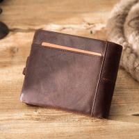 ราคา ❤ Genuine Leather RFID Short Bifold Male Purse Card Holders Money Clips Zipper Coin Purses Sli (29857674335)