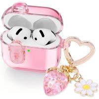 ราคา (พร้อมล็อคนิรภัย) เคสใส ใช้ได้กับ แอร์พอด 4 กรณี 2024 ผู้หญิง, น่ารักนุ่ม ทีพียู โปร่งใส แอร์พอด รุ่นที่ 4 กรณี ไอพอด 4 หูฟังกรณีสาวสตรอเบอร์รี่พวงกุญแจสําห (46357508540)