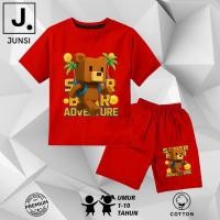 ราคา KATUN ขายส่งชุดเสื้อยืดผ้าฝ้ายสําหรับเด็กชายและเด็กหญิงพร้อมลายเกม Super Bear, กางเกงขาสั้นพิมพ์ลายสกรีน DTF พรีเมี่ยม (57956048228)