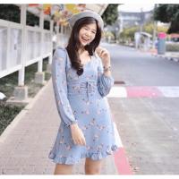 ราคา เดรสแขนยาว เดรสงานป้าย เดรสสีฟ้า (5857718036)