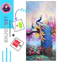 ราคา ภาพครอสติสคริสตัล ลายนกยูงซากุระ 5d diy diamond painting แบบเม็ด ติดเต็ม เม็ดกลม พร้อมส่งจากไทย EnjoyDIY มีประกัน (5659867820)