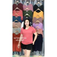 ราคา เสื้อยืดคอวีหน้าผ้า44“ผ้าเรย่อนนุ่มๆมีกระเป๋า = L2 (27101661201)