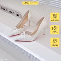 ราคา รองเท้าคัทชู รองเท้าส้นสูงผู้หญิง หนังแก้ว ผูกโบว์ ส้นเข็มสูง 9 นิ้ว มีสีครีม-ดํา ซีจี245 (ฟอร์ม 1.5) (47809919172)