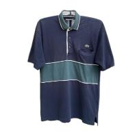 ราคา เสื้อโปโล Polo เสื้อคอปก สีกรม ลายขวาง มีกระเป๋าหน้า ปักอก งานป้าย แบรนด์ LACOSTE มือสอง (29379826325)