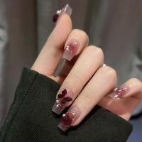 ราคา Twilight Camellia สวมเล็บเพชรเล็บแพทช์ Blush เล็บ Patch ผีเสื้อเล็บปลอมเล็บแพทช์สําเร็จรูปเล็บ (50958314588)